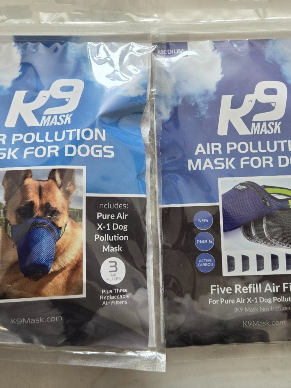 K9 Mask N95 Air Pollution Mask for Dogs + 8 filters, Medium